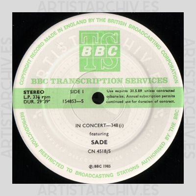 Sade - BBC Transcription Services - Live At Hammersmith Odeon